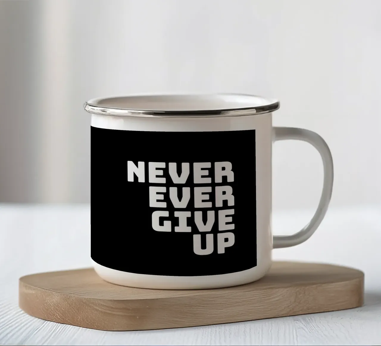 Never ever give up tazza in smalto da happieeagle