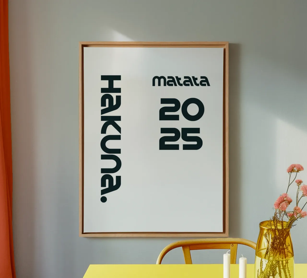 Hakuna Matata Simple Minimalist Typography canvas with Floater frame by YV TYPOGRAPHY