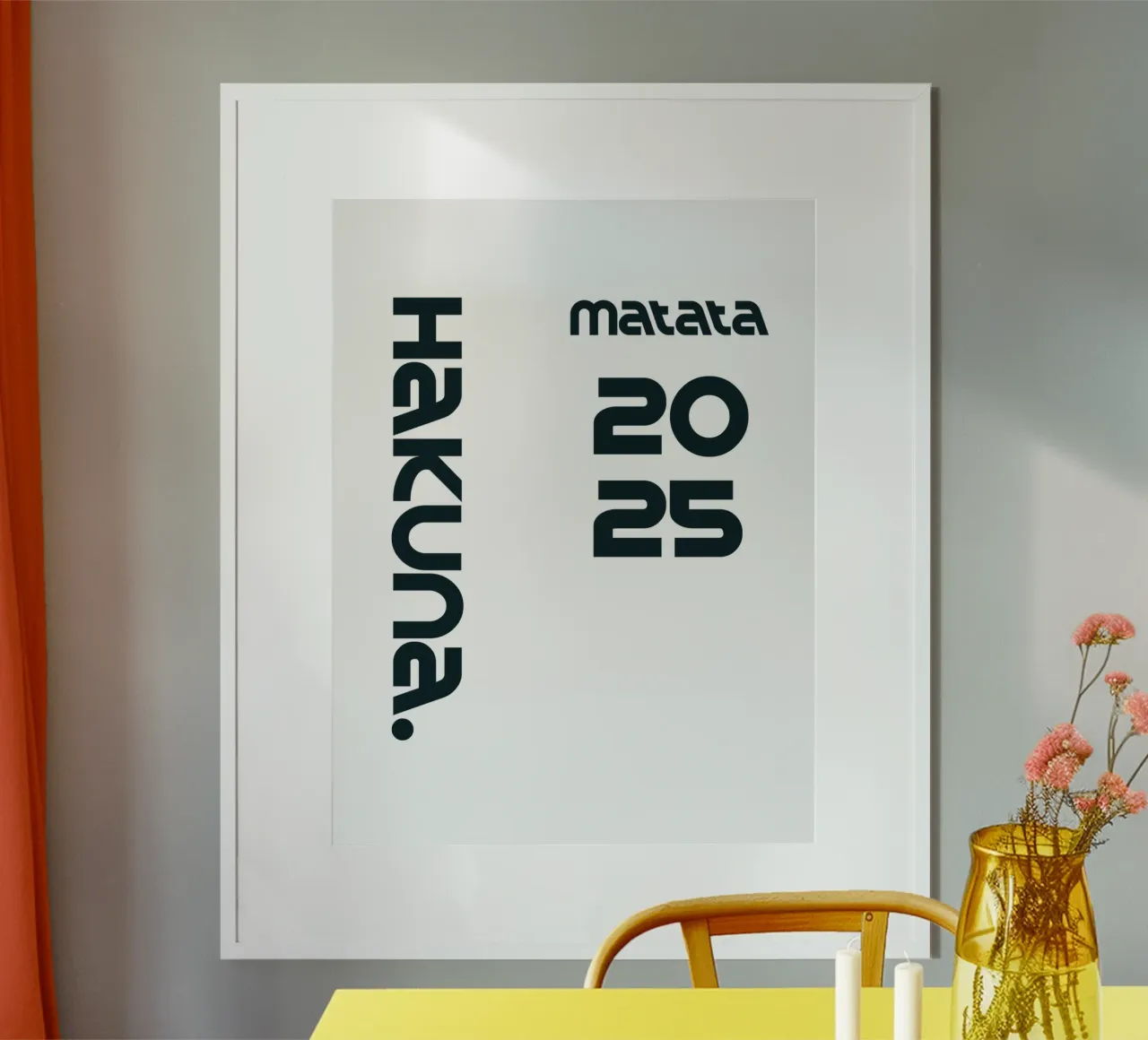 Hakuna Matata Simple Minimalist Typography poster with aluminum frame by YV TYPOGRAPHY