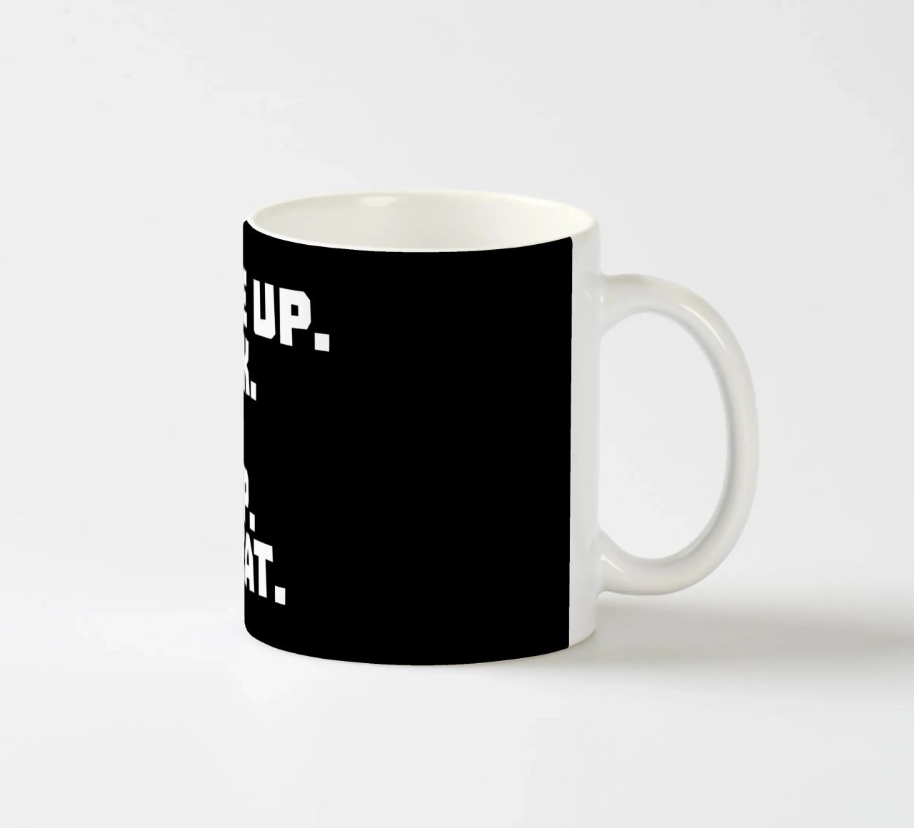 Wake up work eat sleep repeat tazza in ceramica da happieeagle