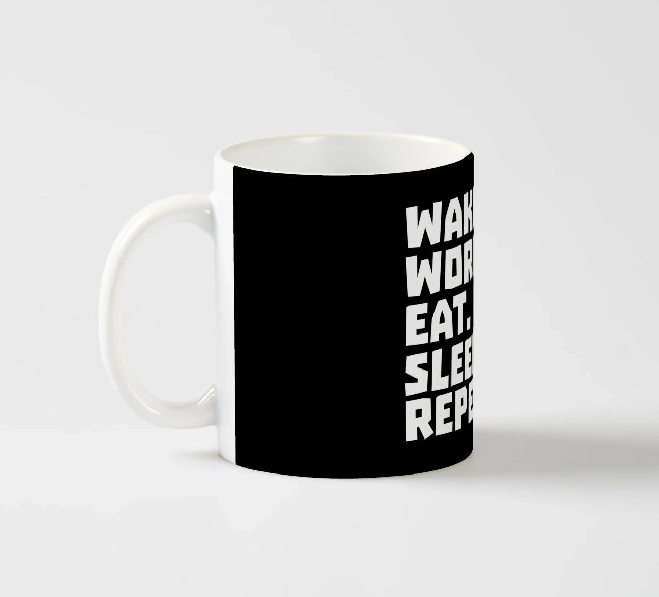 Wake up work eat sleep repeat tazza in ceramica da happieeagle