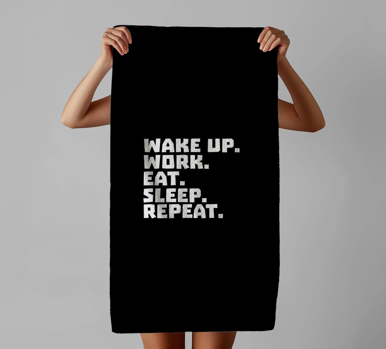 Wake up work eat sleep repeat asciugamano da bagno da happieeagle