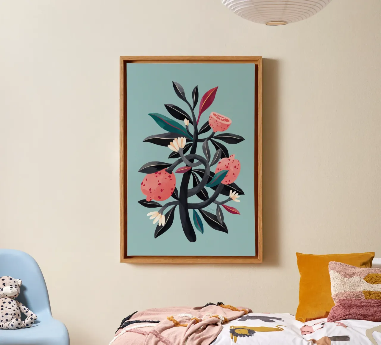 Flaming Garden - Lemon Tree canvas with Floater frame by The Artcircle