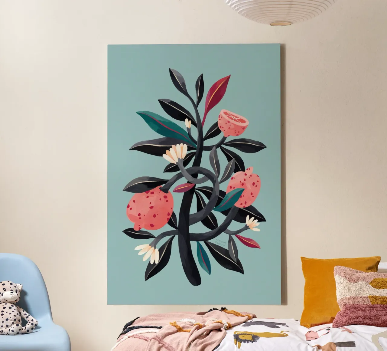 Flaming Garden - Lemon Tree canvas with Floater frame by The Artcircle
