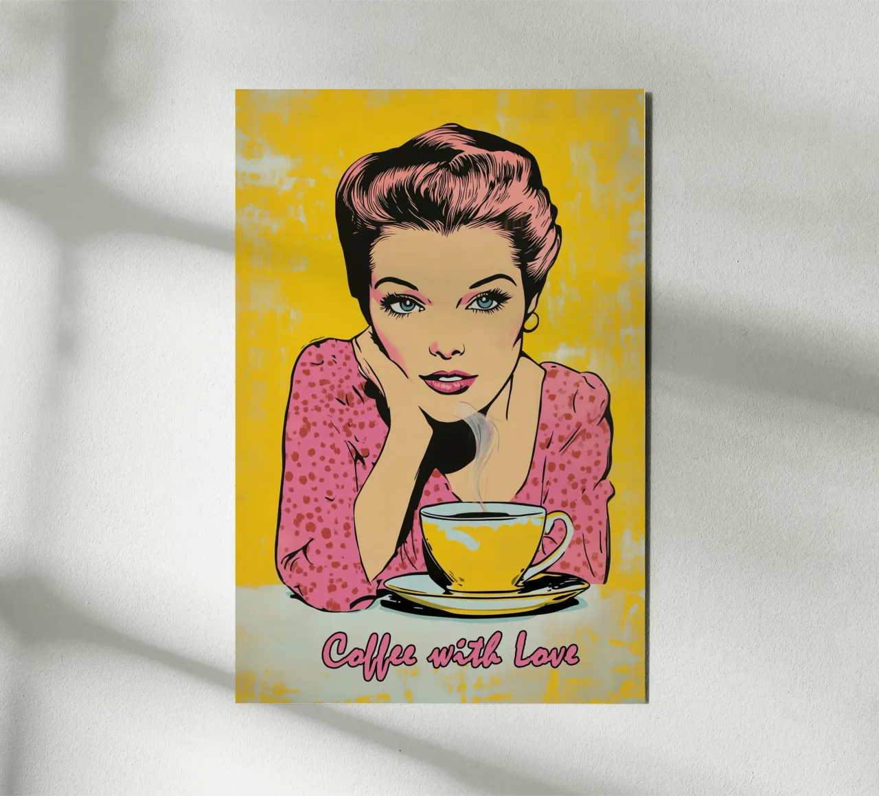 Poster vintage Caffè con amore | Cucina alluminio dibond da Autofocus