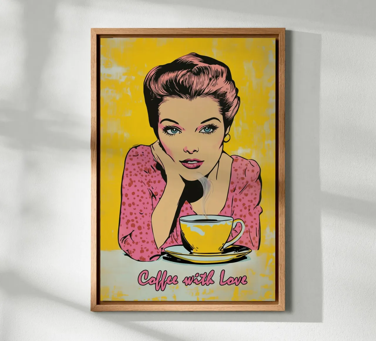 Poster vintage Caffè con amore | Cucina tela con Cornice a cassetta da Autofocus