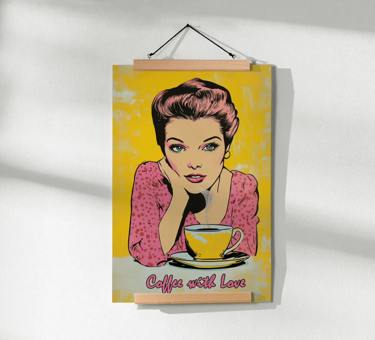 Poster vintage Caffè con amore | Cucina carta hahnemühle da Autofocus