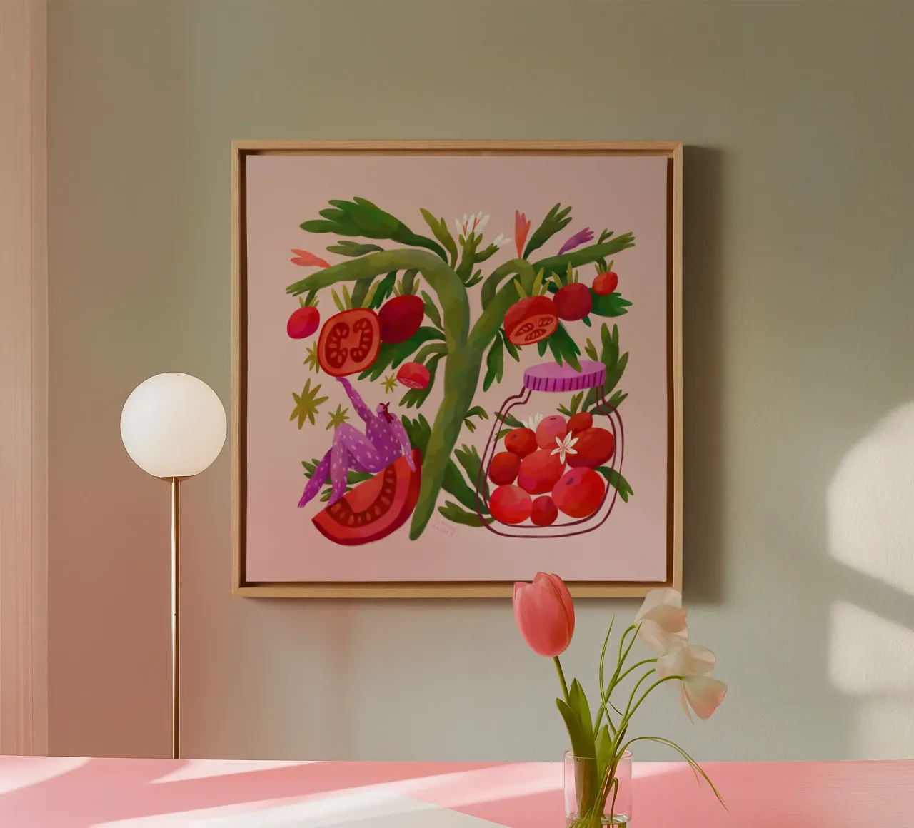Flaming Garden - Ode to Tomatoes canvas met Baklijst van The Artcircle