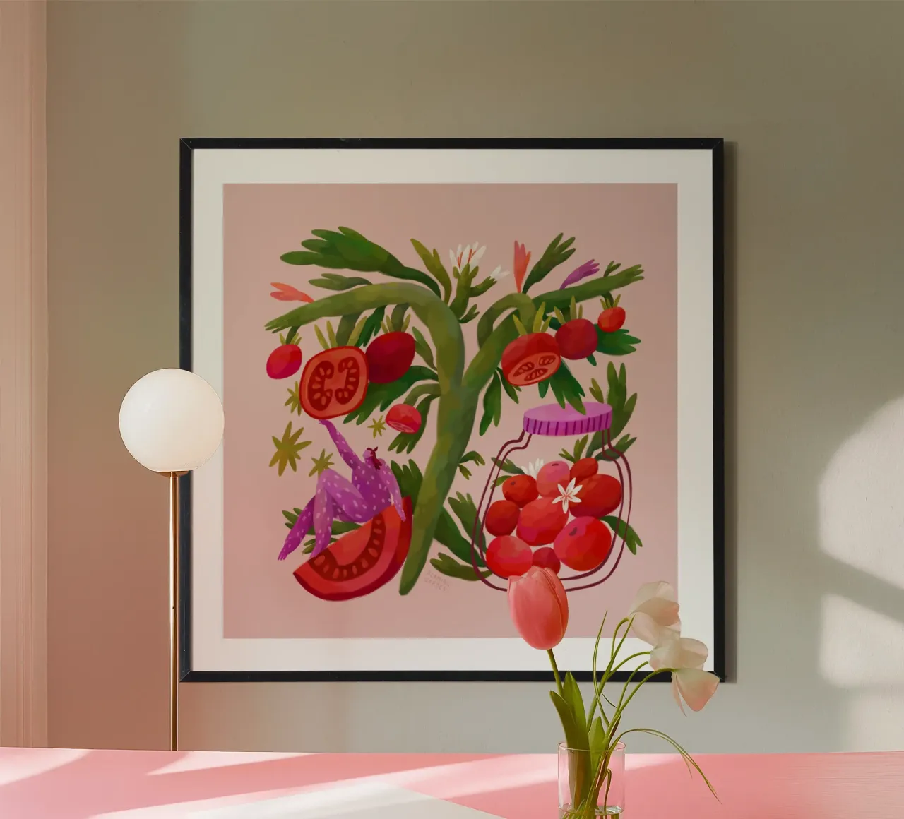 Giardino in fiamme - Ode ai pomodori poster con telaio in alluminio da The Artcircle