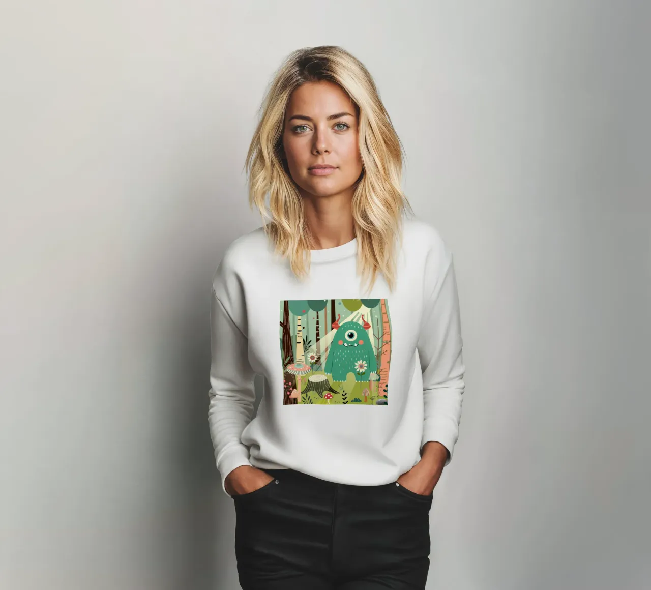 Un simpatico mostro in una foresta magica felpa da namosh