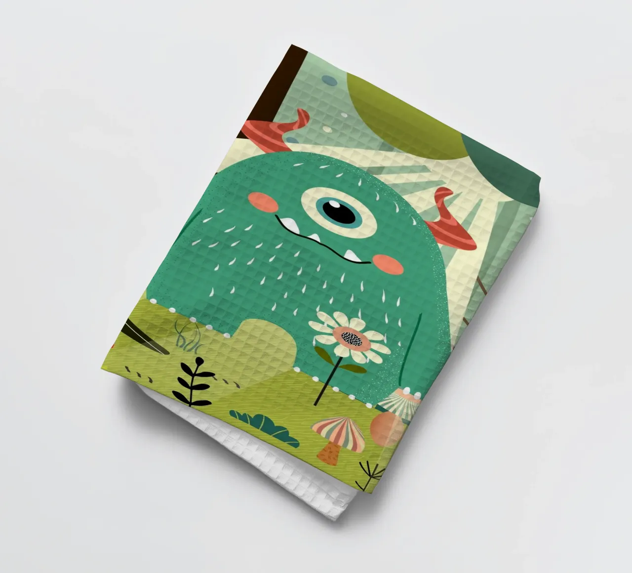 Un monstre mignon dans une forêt enchantée torchon de namosh