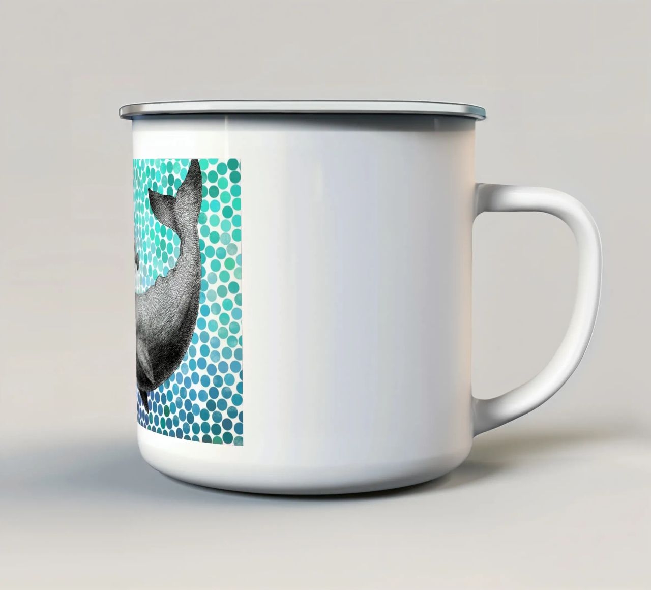 Whale and Fish tazza in smalto da Eric Fan