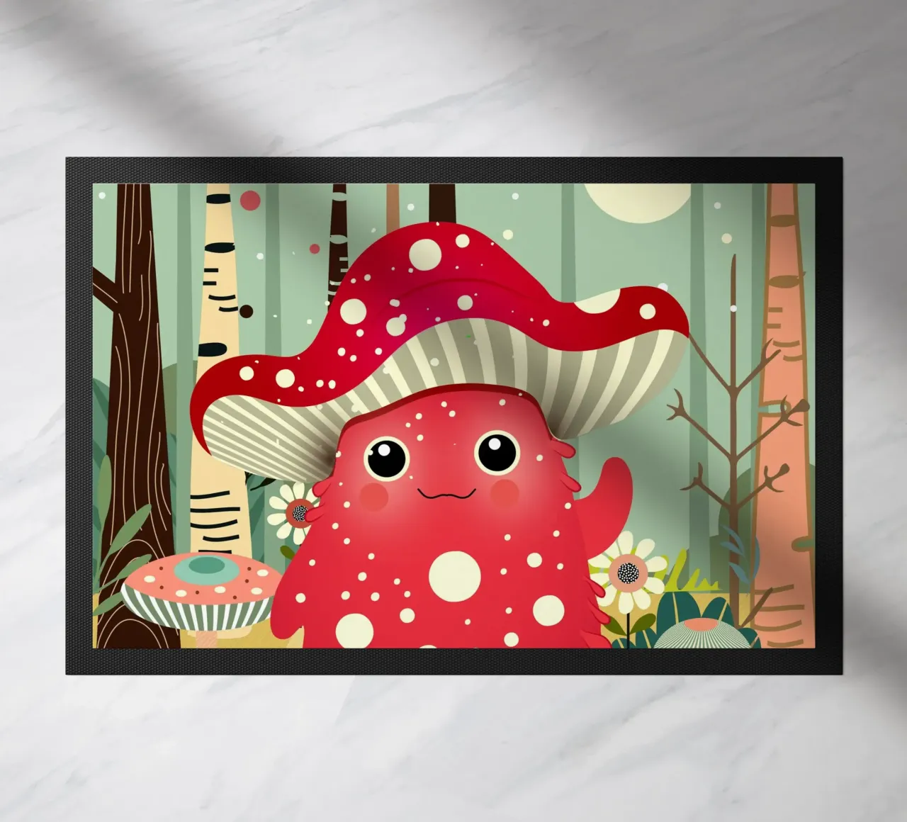 Divertente mostro fungo nella foresta colorata zerbino da namosh