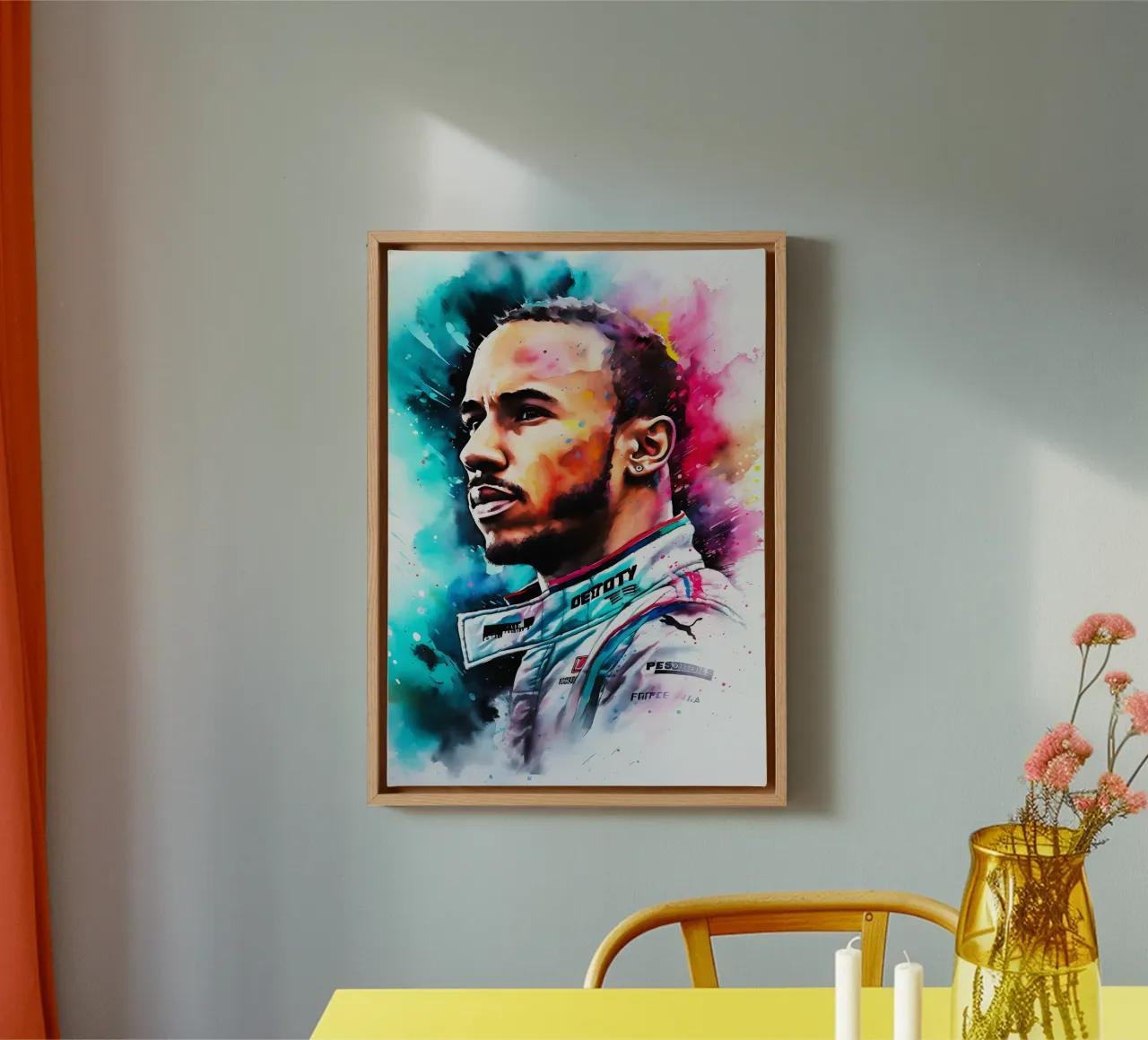 Lewis Hamilton tela con Cornice a cassetta da FreeArtStudio