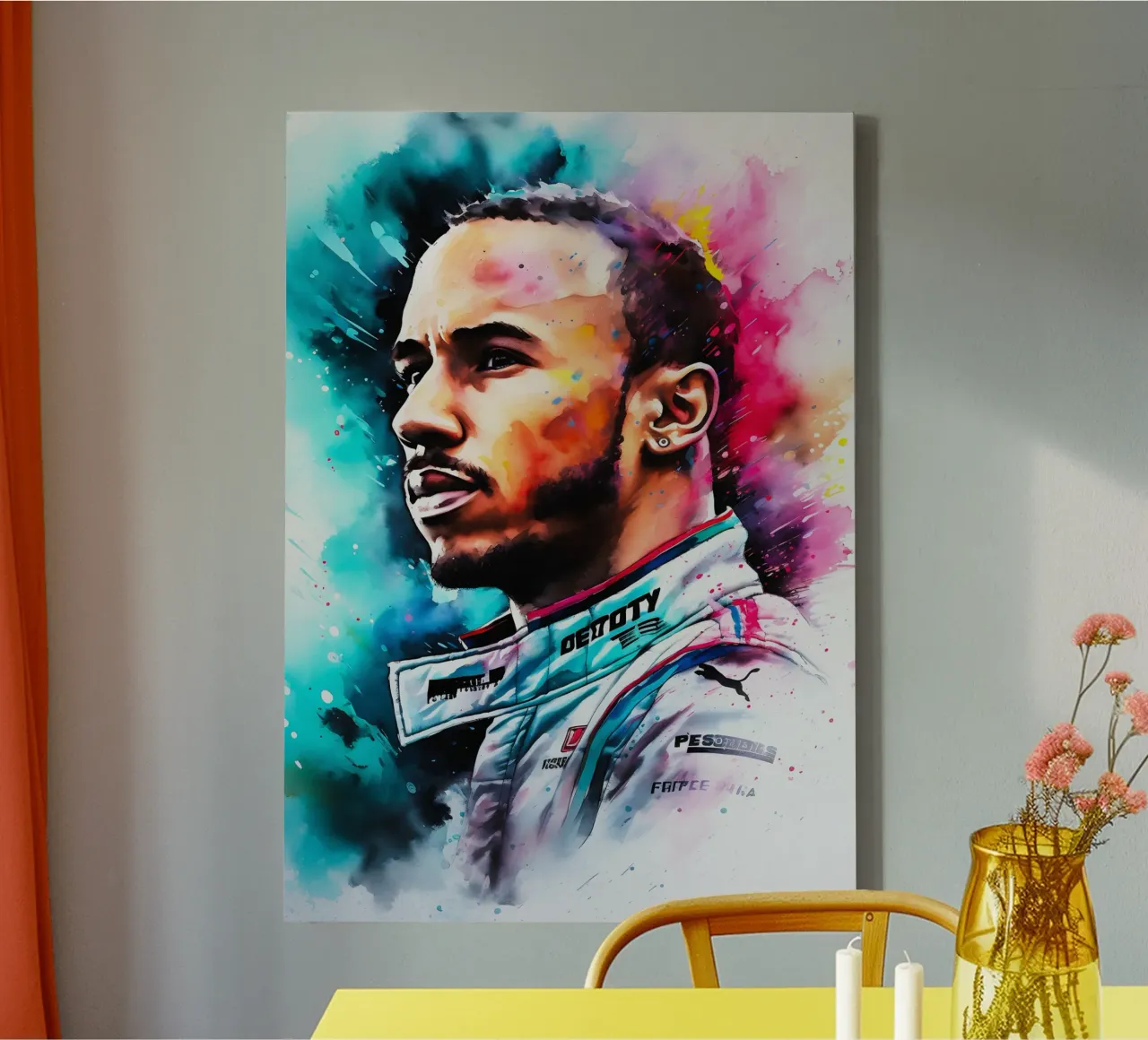 Lewis Hamilton tela con Cornice a cassetta da FreeArtStudio