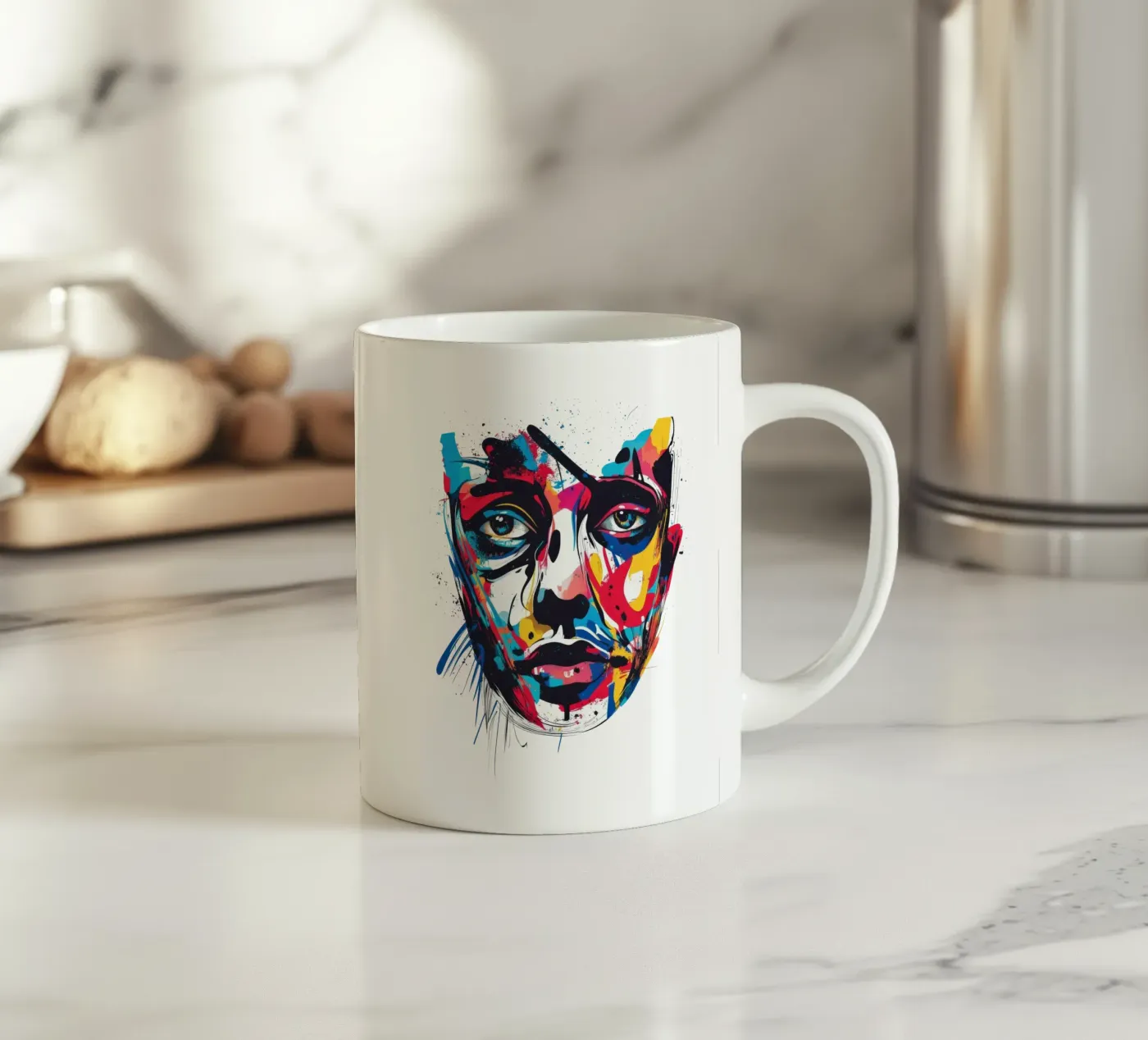 Face #3 ceramic mug by Art Unleashed