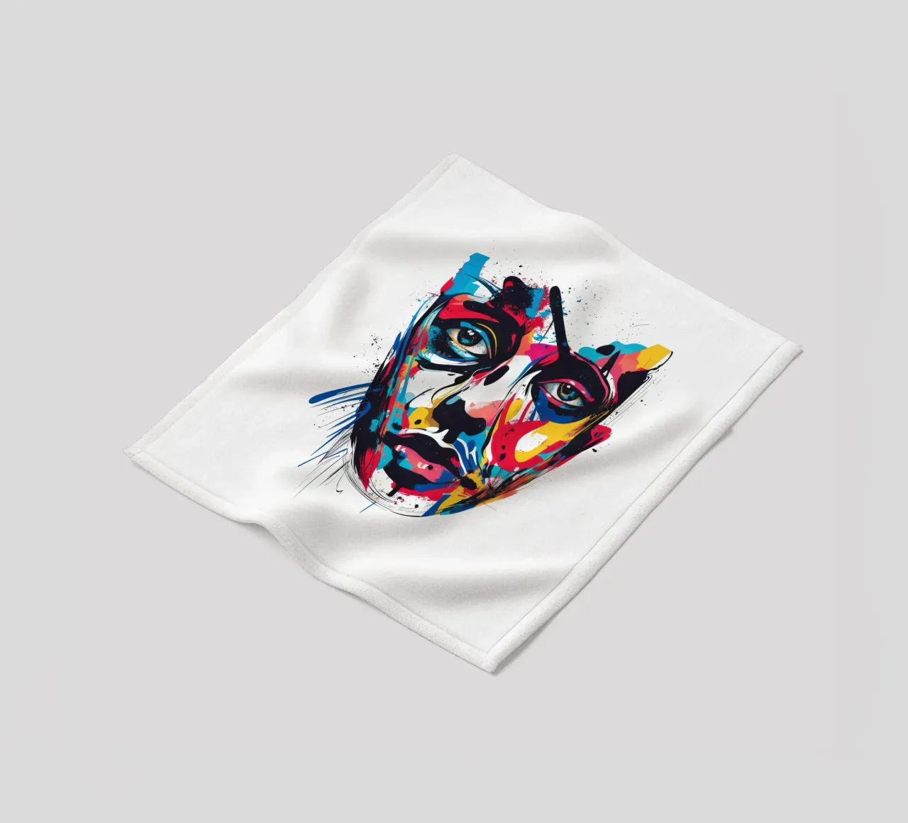 Face #3 fleece blanket by Art Unleashed