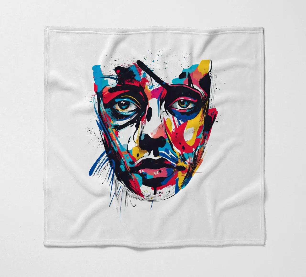 Face #3 fleece blanket by Art Unleashed
