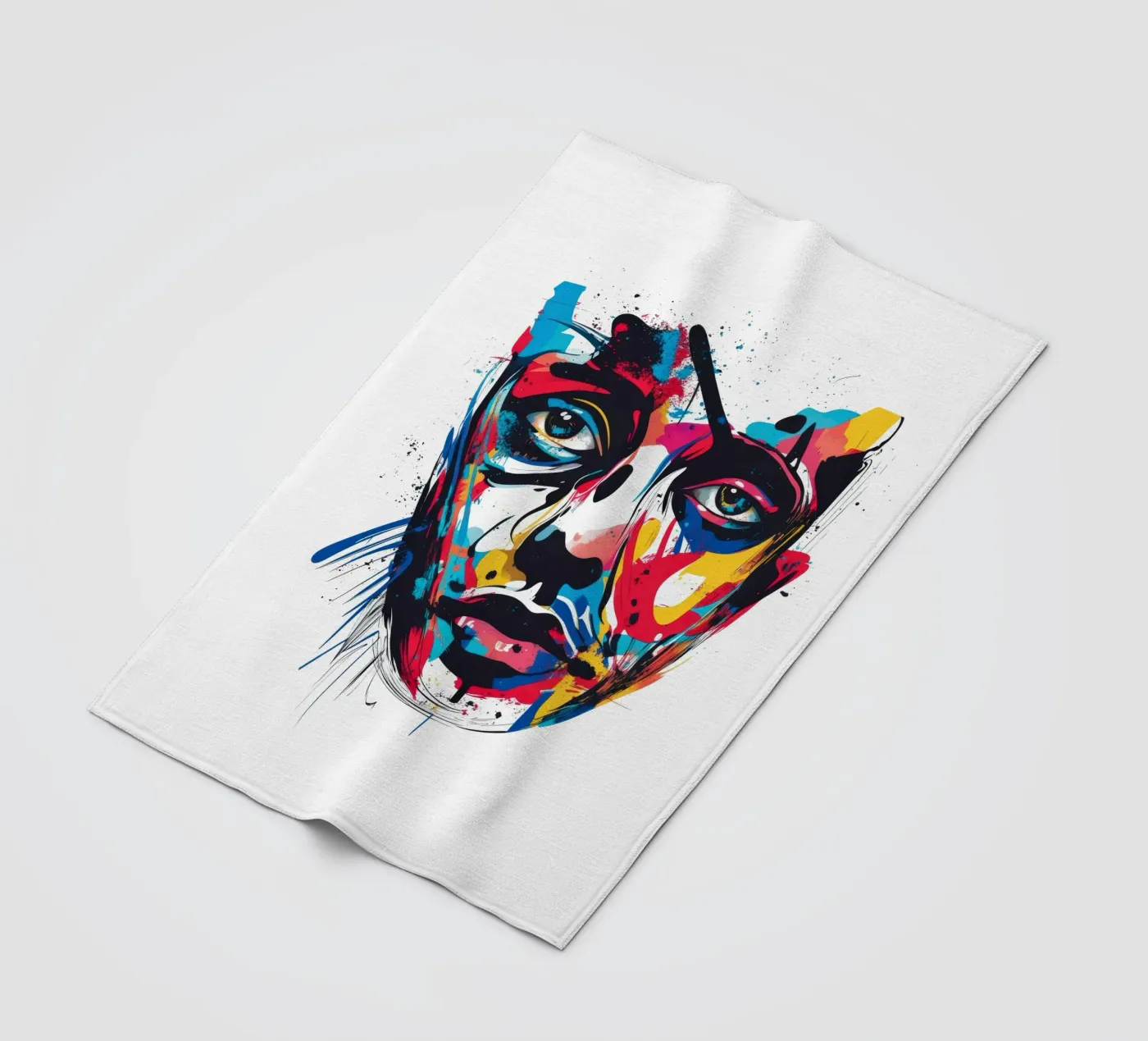 Face #3 fleece blanket by Art Unleashed