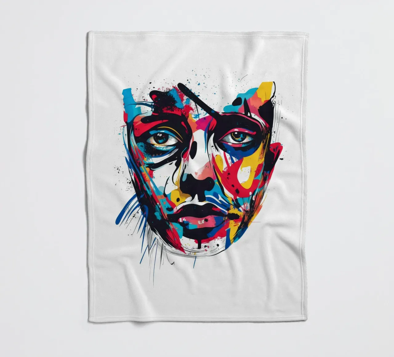 Face #3 fleece blanket by Art Unleashed