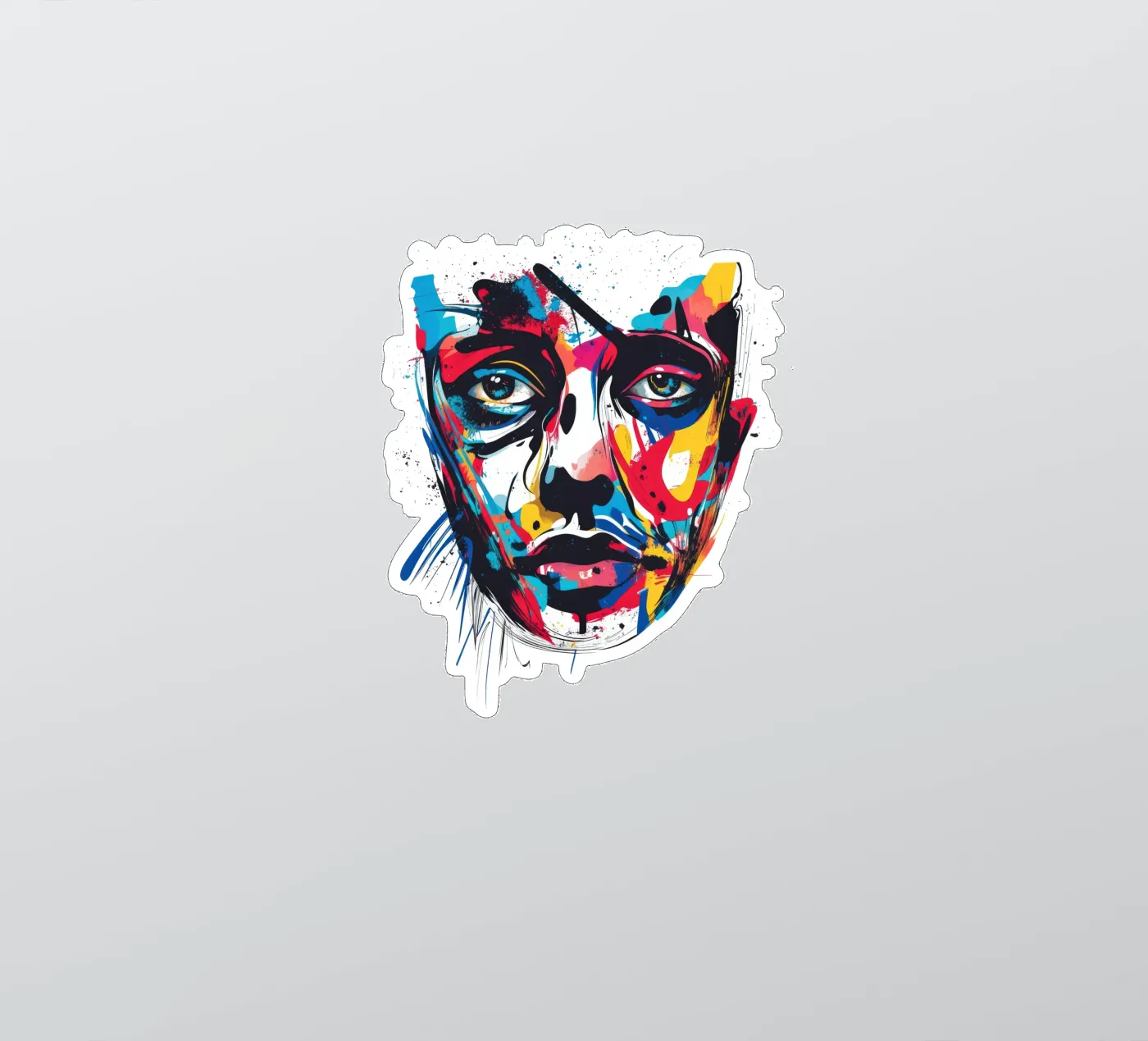 Face #3 sticker van Art Unleashed