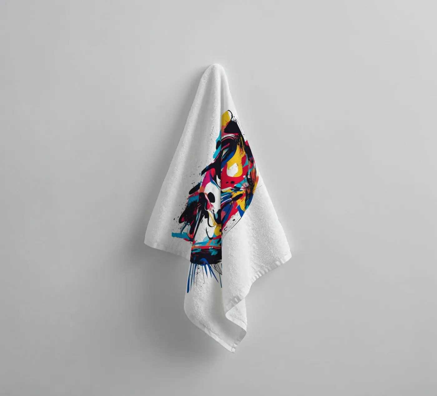 Face #3 badhanddoek van Art Unleashed