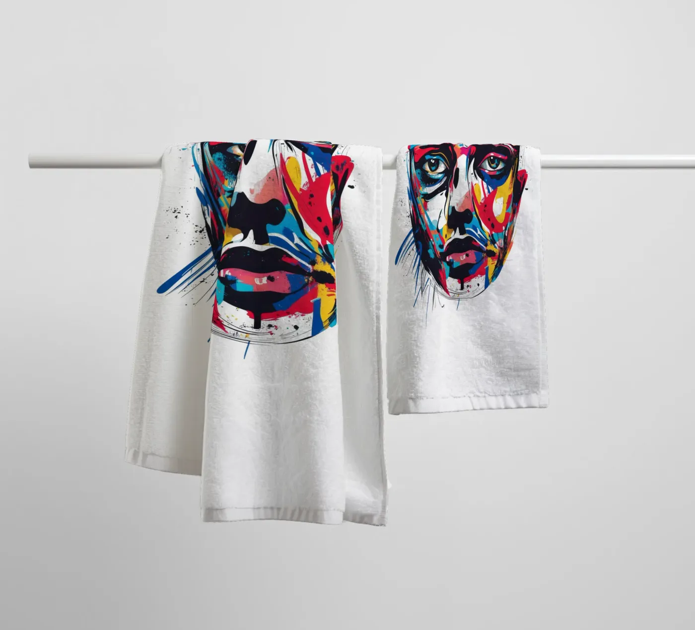 Face #3 badhanddoek van Art Unleashed