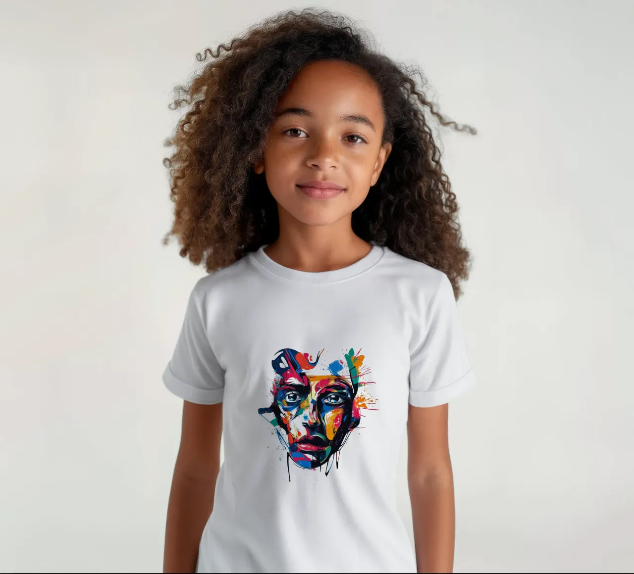 Face #4 kinder t-shirt van Art Unleashed