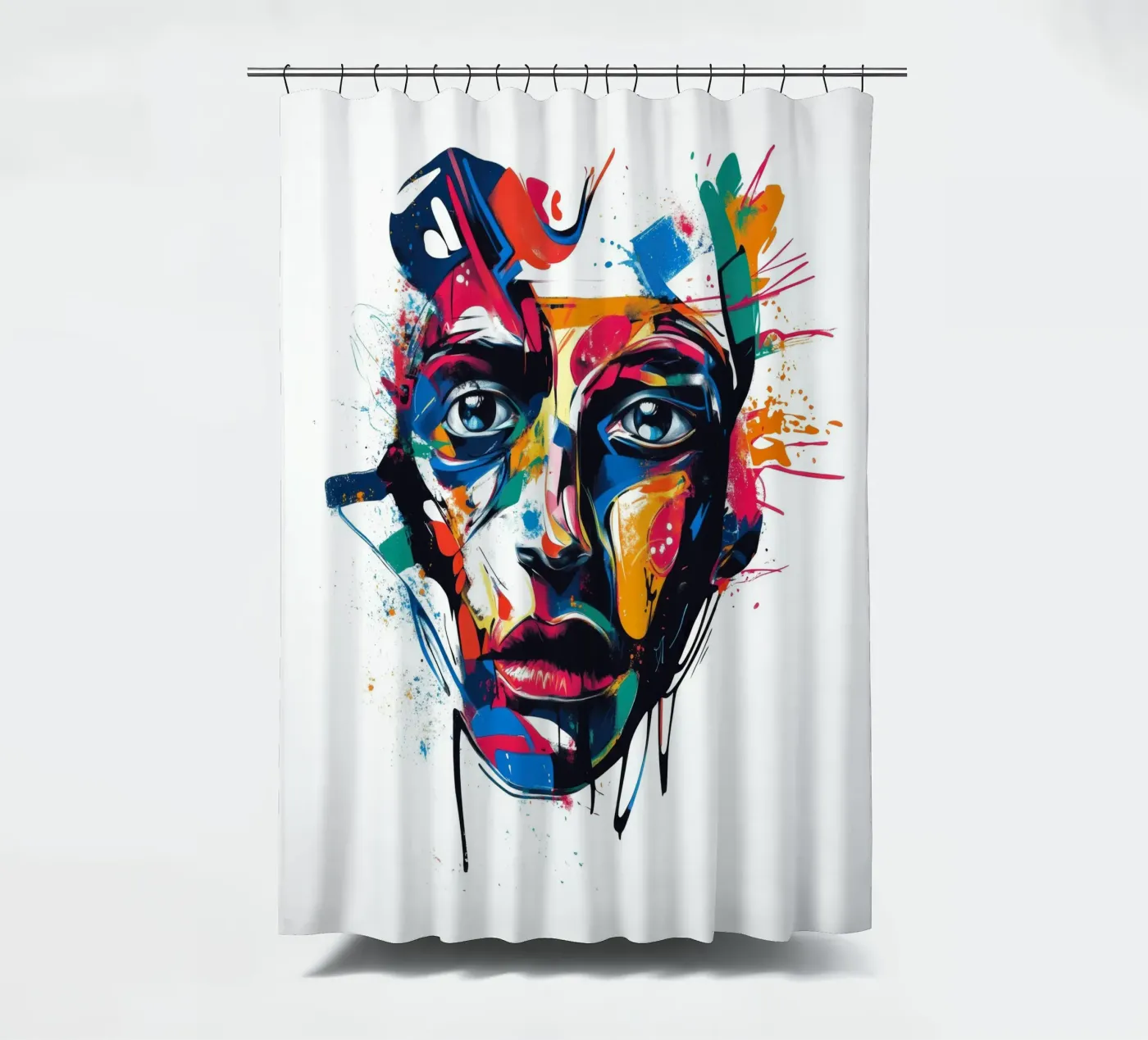 Face #4 douchegordijn van Art Unleashed