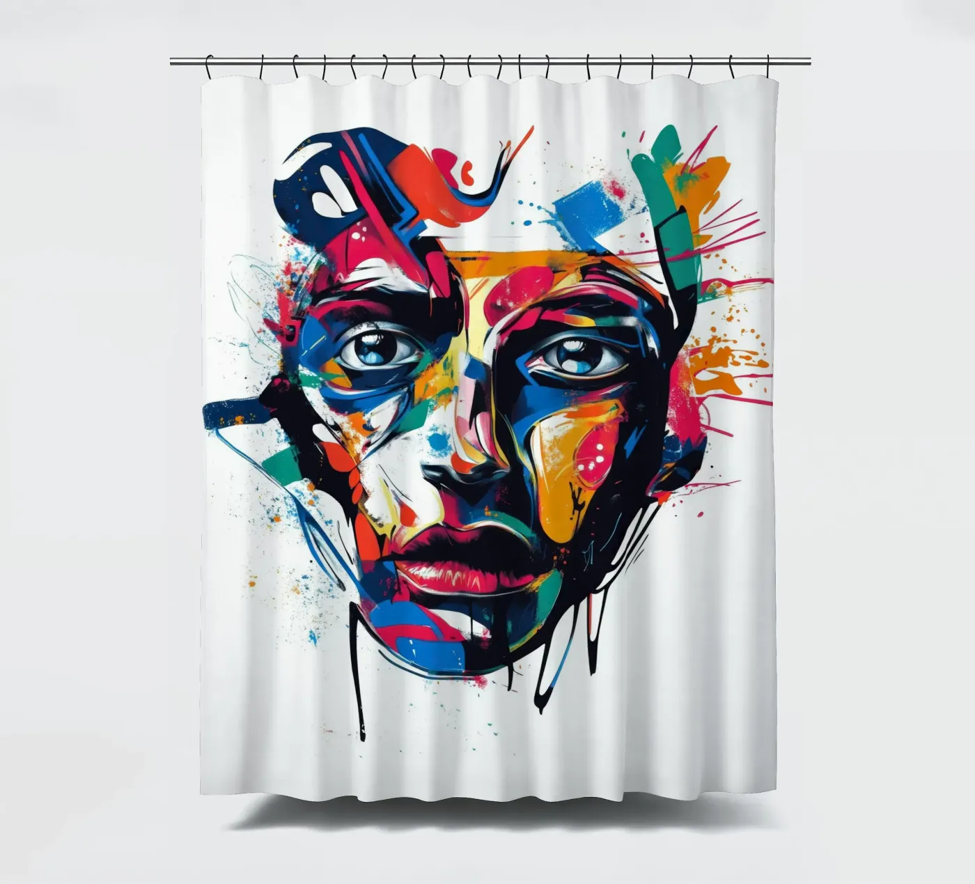 Face #4 douchegordijn van Art Unleashed