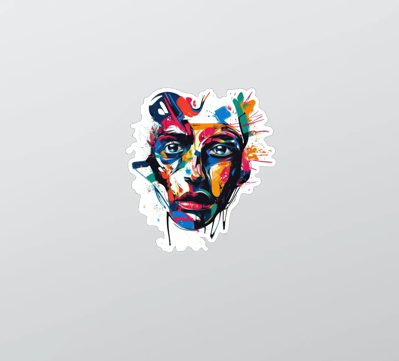 Face #4 sticker van Art Unleashed
