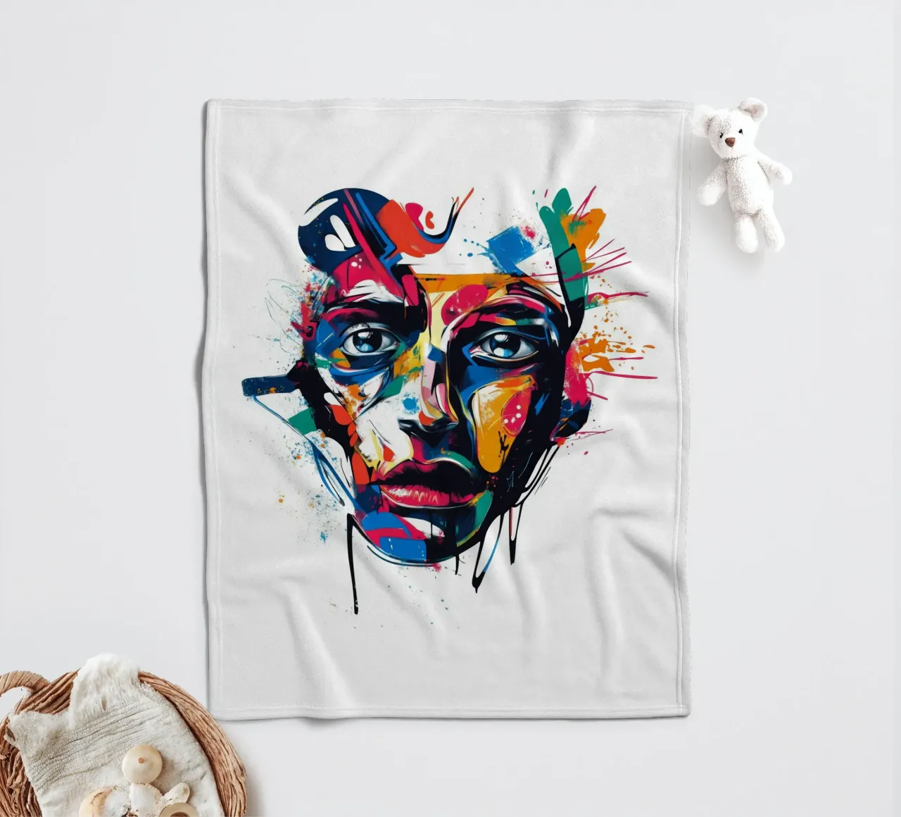 Face #4 Fleecedecke von Art Unleashed