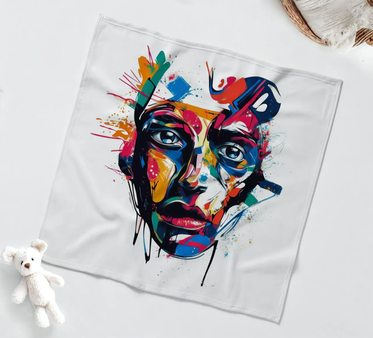 Face #4 Fleecedecke von Art Unleashed