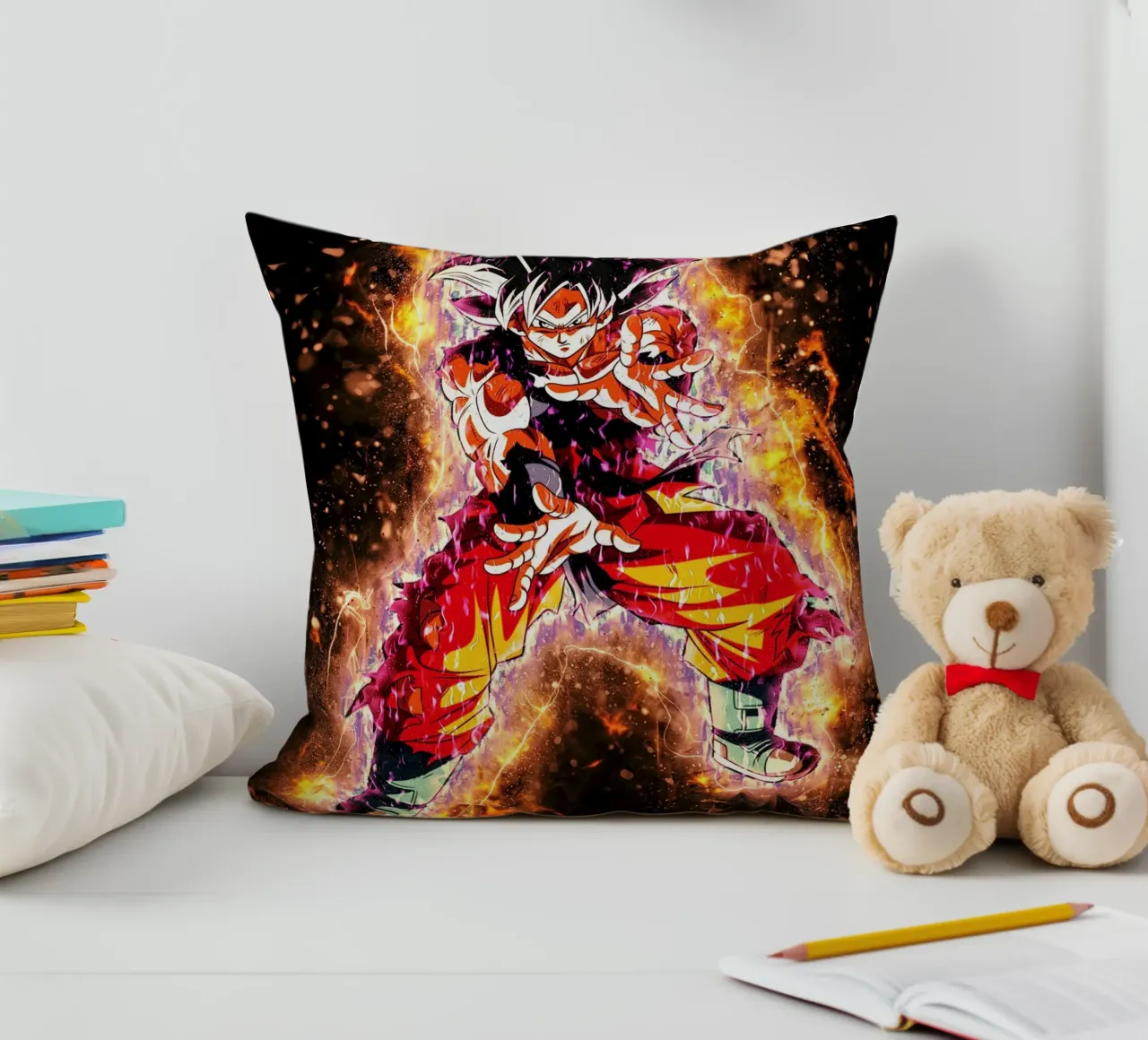 DBH Ultra Instinct Goku w Aura cuscino da Neonartstudio