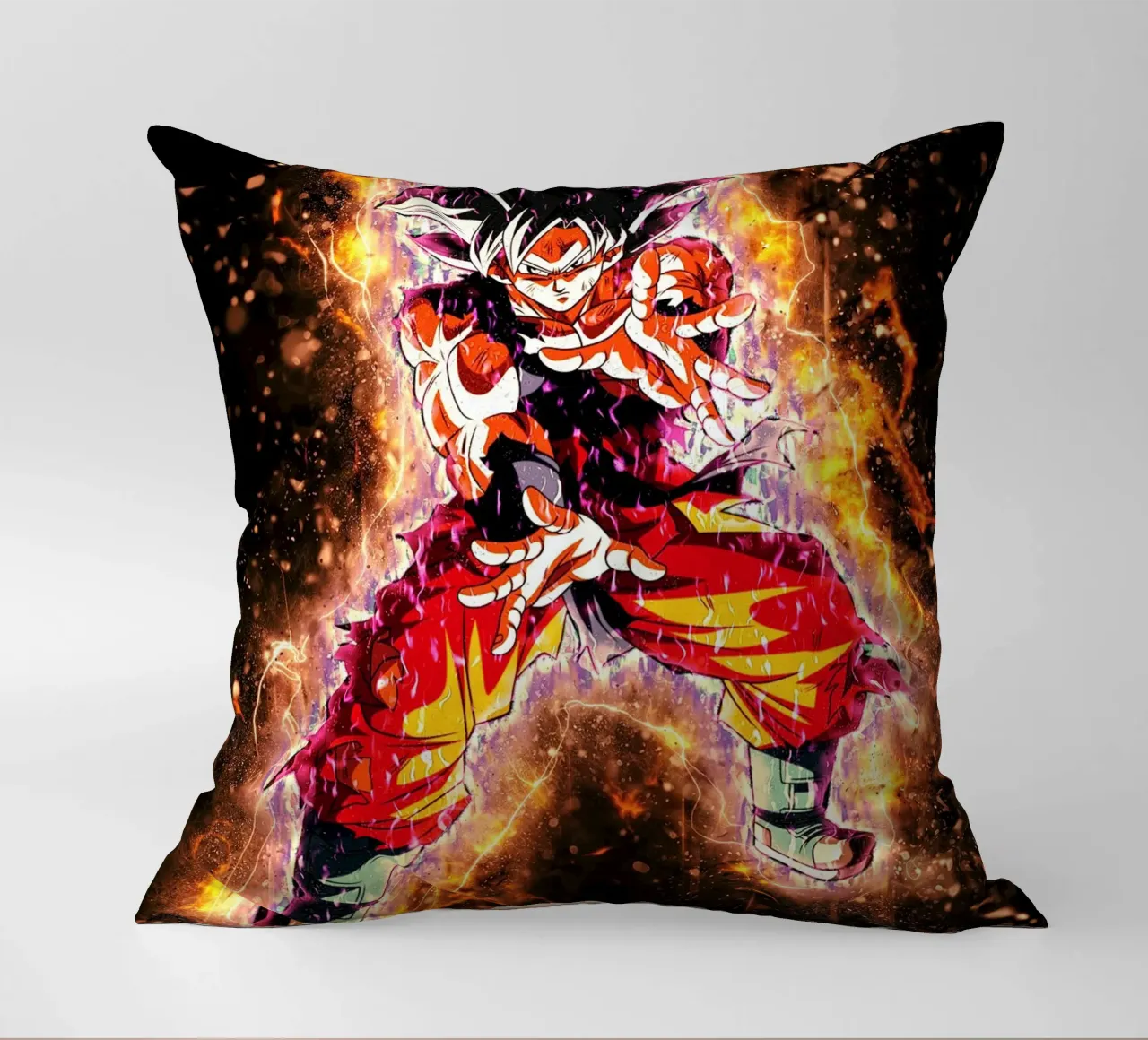 DBH Ultra Instinct Goku w Aura cuscino da Neonartstudio