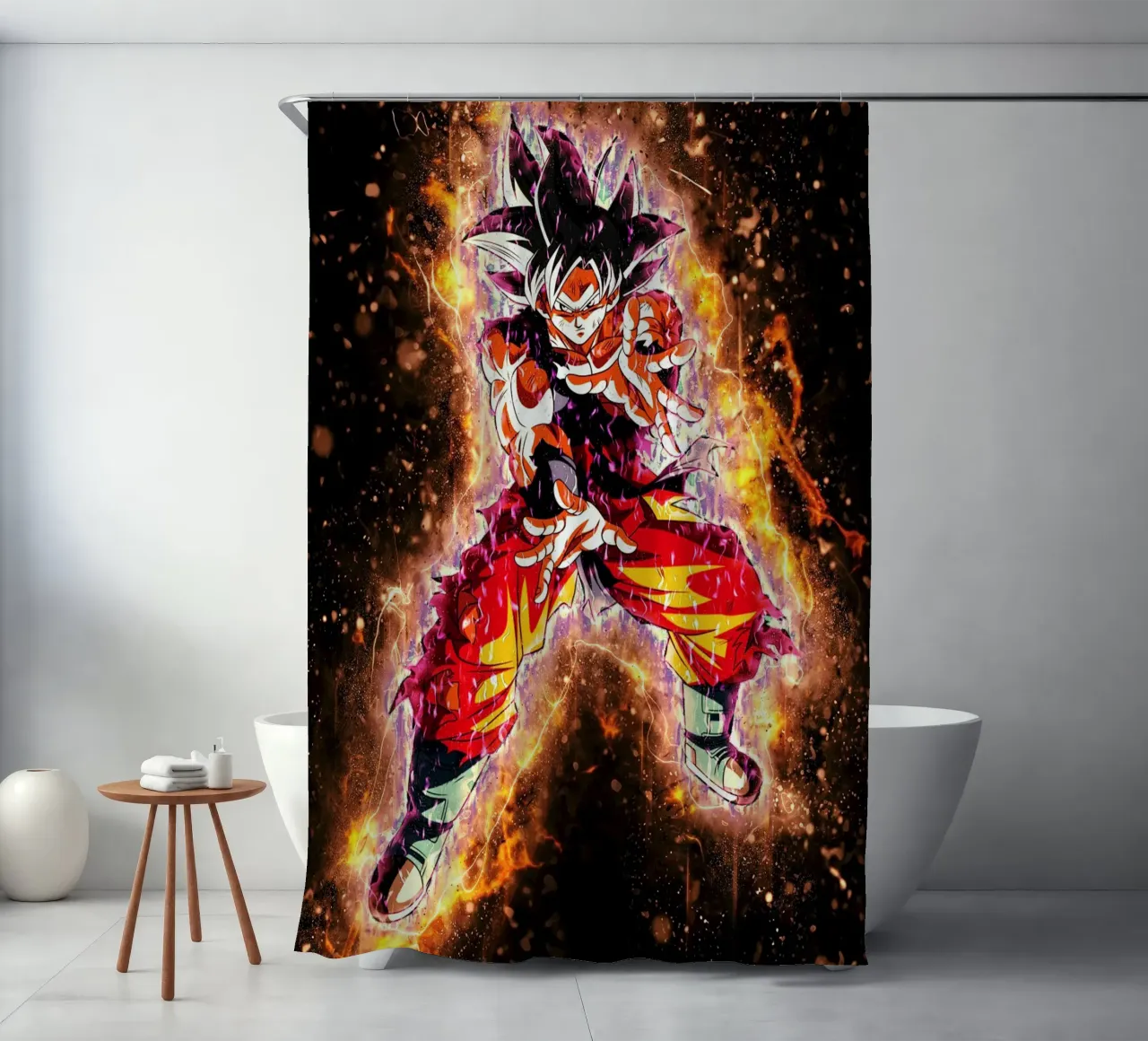 DBH Ultra Instinct Goku w Aura douchegordijn van Neonartstudio