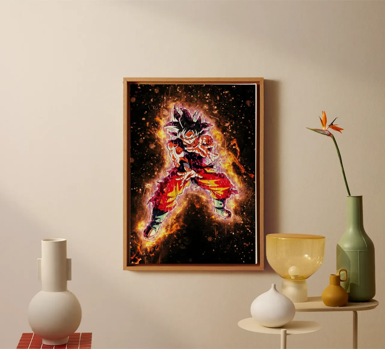 DBH Ultra Instinct Goku w Aura tela con Cornice a cassetta da Neonartstudio