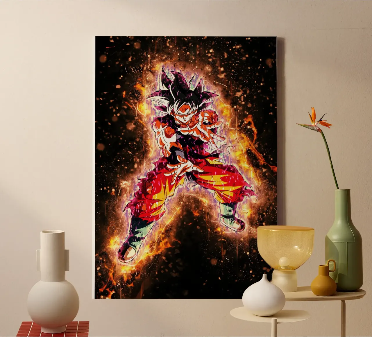 DBH Ultra Instinct Goku w Aura tela con Cornice a cassetta da Neonartstudio