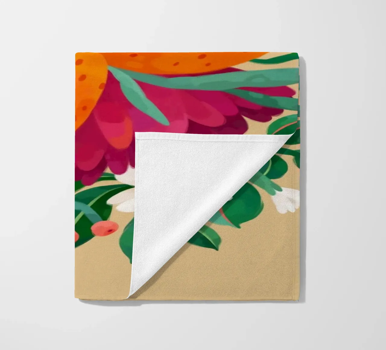 Giardino fiammeggiante - Arance e fiori telo mare da The Artcircle