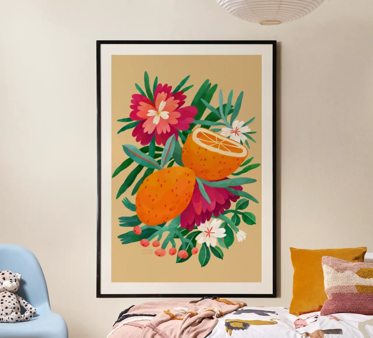 Giardino fiammeggiante - Arance e fiori poster da The Artcircle