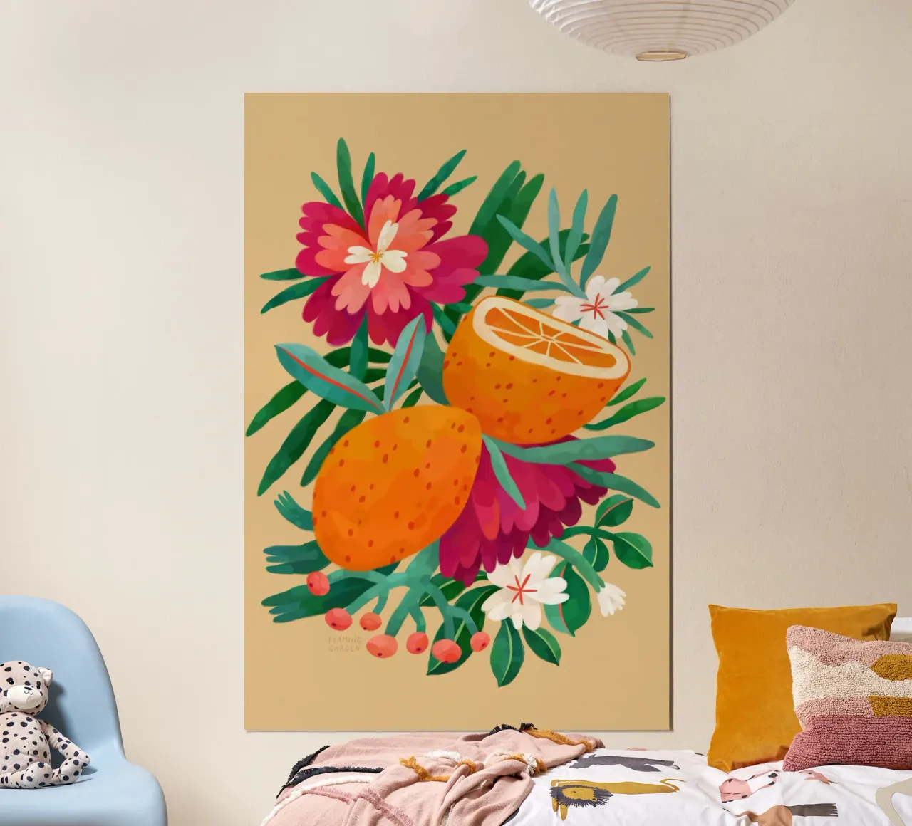 Giardino fiammeggiante - Arance e fiori poster da The Artcircle