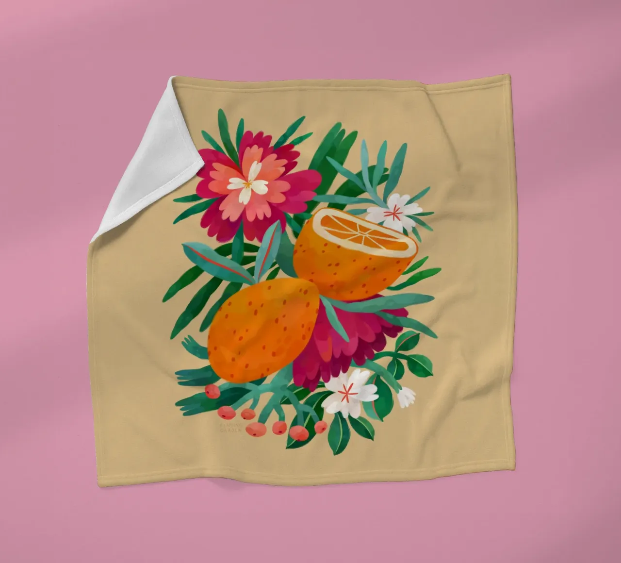 Giardino fiammeggiante - Arance e fiori coperta in pile da The Artcircle