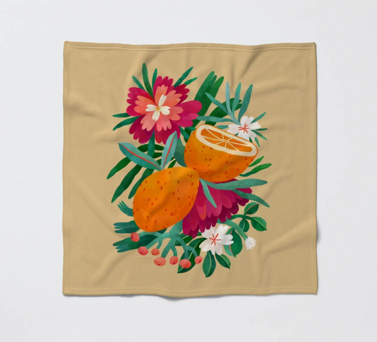 Giardino fiammeggiante - Arance e fiori coperta in pile da The Artcircle