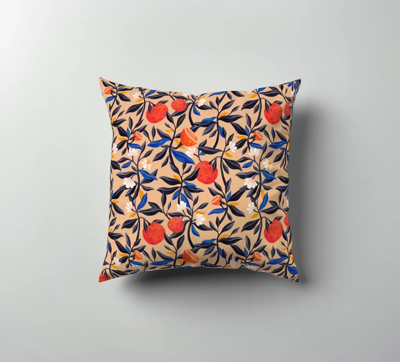 Flaming Garden - Oranges Pattern decorative cushion by The Artcircle