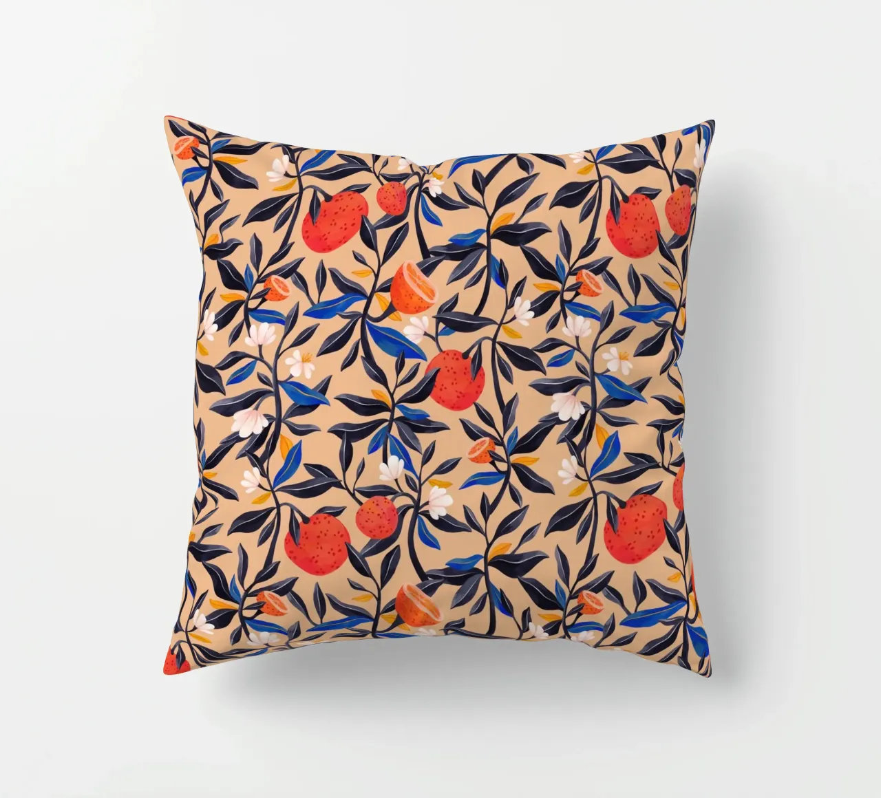 Flaming Garden - Oranges Pattern decorative cushion by The Artcircle