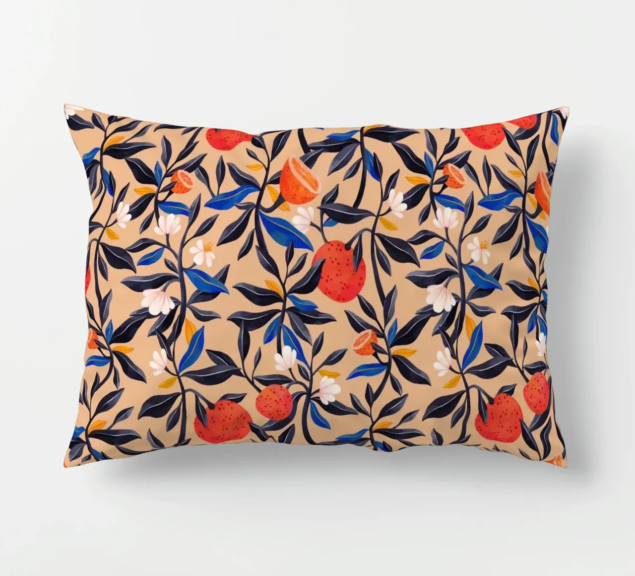 Flaming Garden - Oranges Pattern decorative cushion by The Artcircle