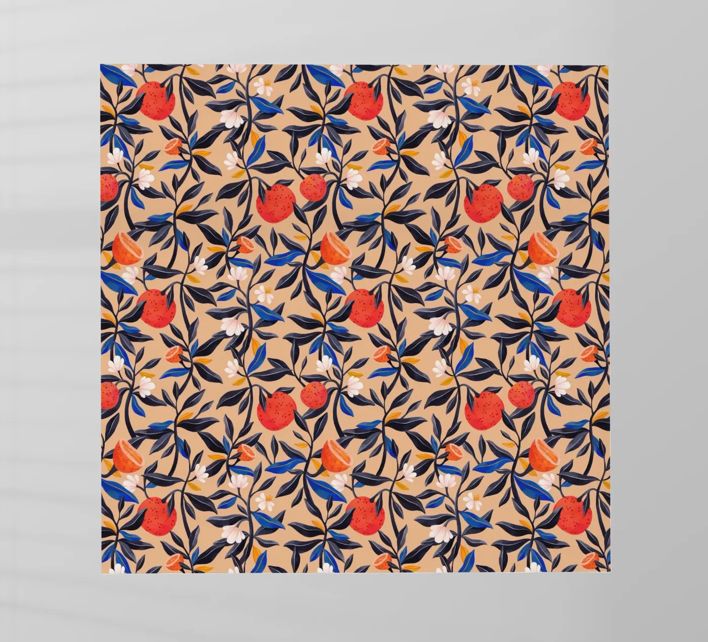 Flaming Garden - Oranges Pattern backlit folie van The Artcircle