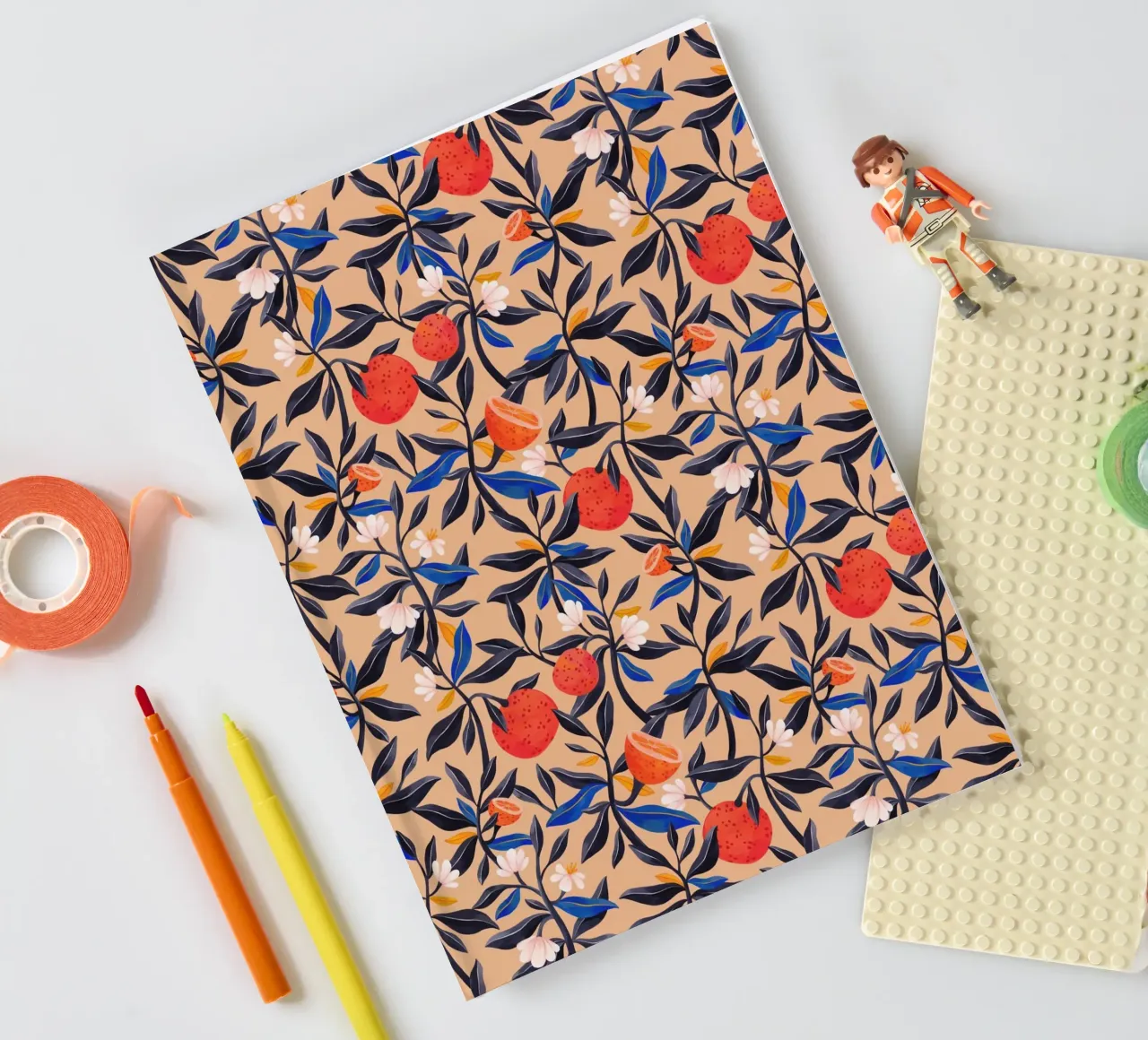 Flaming Garden - Oranges Pattern notebook by The Artcircle