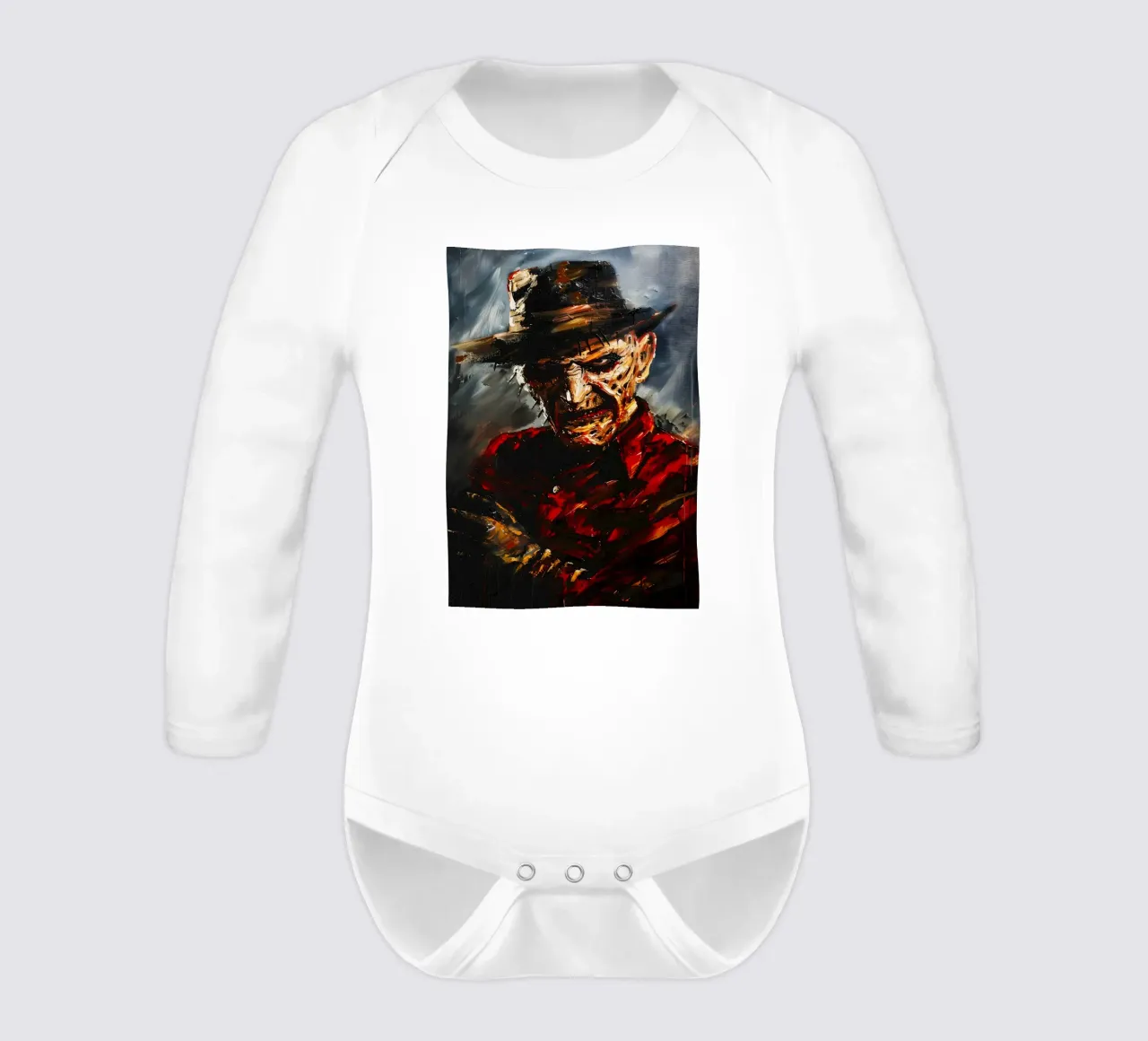Freddy Krueger From A Nightmare on Elm Street long-sleeve baby romper by FreeArtStudio