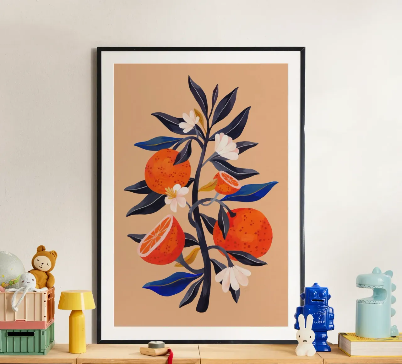 Giardino infuocato - Albero d'arancio poster con telaio in plastica da The Artcircle